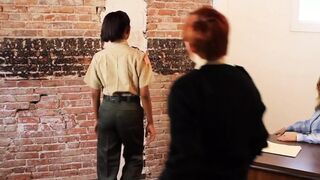 Dirty warden's sick game: Lesbians exploit newbie officer's tight hole