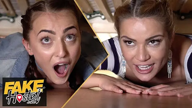 Fake Hostel - Girls Trapped Beneath Bed with Cherry Kiss and Katy Rose in Doggystyle