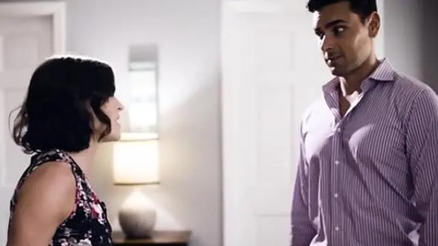 Jealous wife joins her hubby and babysitter for a sizzling three-way gangbang!