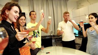 Raunchy teens gangbang at wild NYE bash