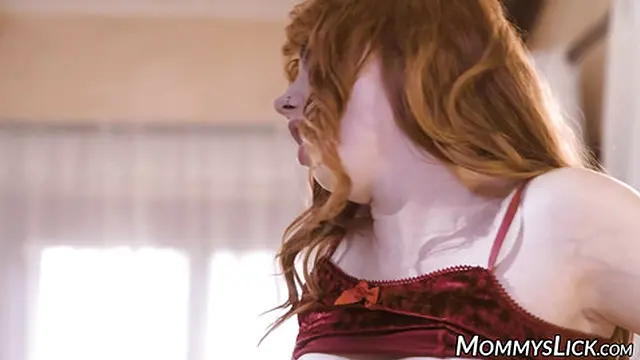 Redhead teen Arietta and brunette Freya bangs MILF stepmom