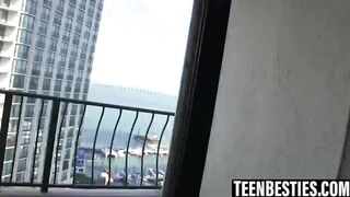 Cute teens enjoy a wild sexual encounter with a lucky guy
