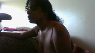 Hot ebony bbw blowjob with big brown nipples and bbc in pov