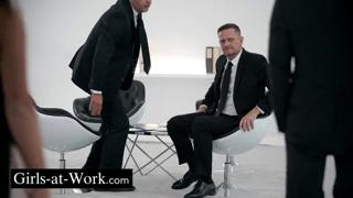 Double penetration gangbang with massive tit secretary babe, raw ass🍑 and throat rode hard