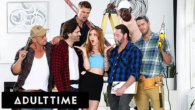 ADULT TIME - Kendra Cole Gets GANGBANGED By Construction Workers! AIRTIGHT TP AND HARDCORE DP!