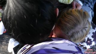 Threesome outdoor blowjob - Two Hot Porn Models sucked me off in the trunk of a car - 4k