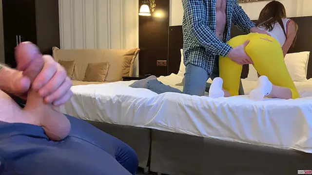 Naughty😈 wife enjoys it as her husband watches