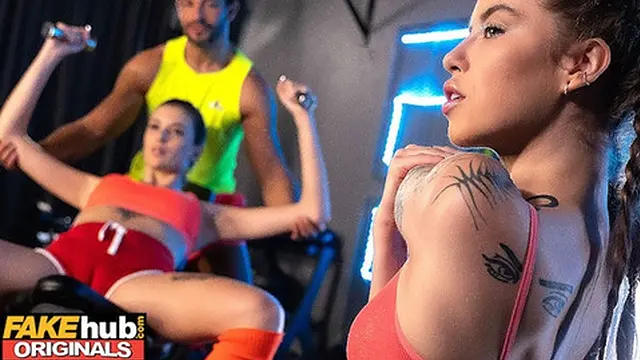 Fakehub - Angelique Lapiedra and Eden Ivy join forces in the gym for a sweaty cock🌭 boyfriend session