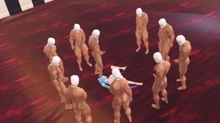 Miku with a group of 10 guys
