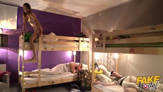 Filthy Hostel Frenzy - ravaged young teen ravaged with two studs, triple penetrations & creampie cumshots