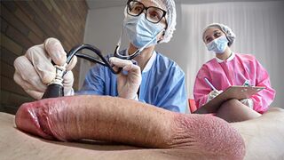 TWO NURSES EXAMINE A PATIENT WITH THEIR LARGE BUTTS