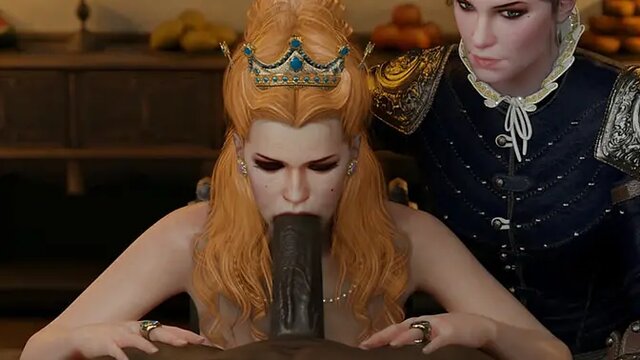 Thirsty lovely mouth sucks huge black cock in wet, wild threesome