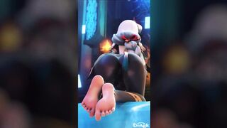 Gape-faced Shenhe ravaged by monstrous hilichurl dongs, barefoot footjob POV